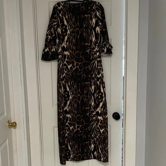 Dainty Jewells Leopard Print Maxi Dress in Brown and Cream - Picture 3 of 4